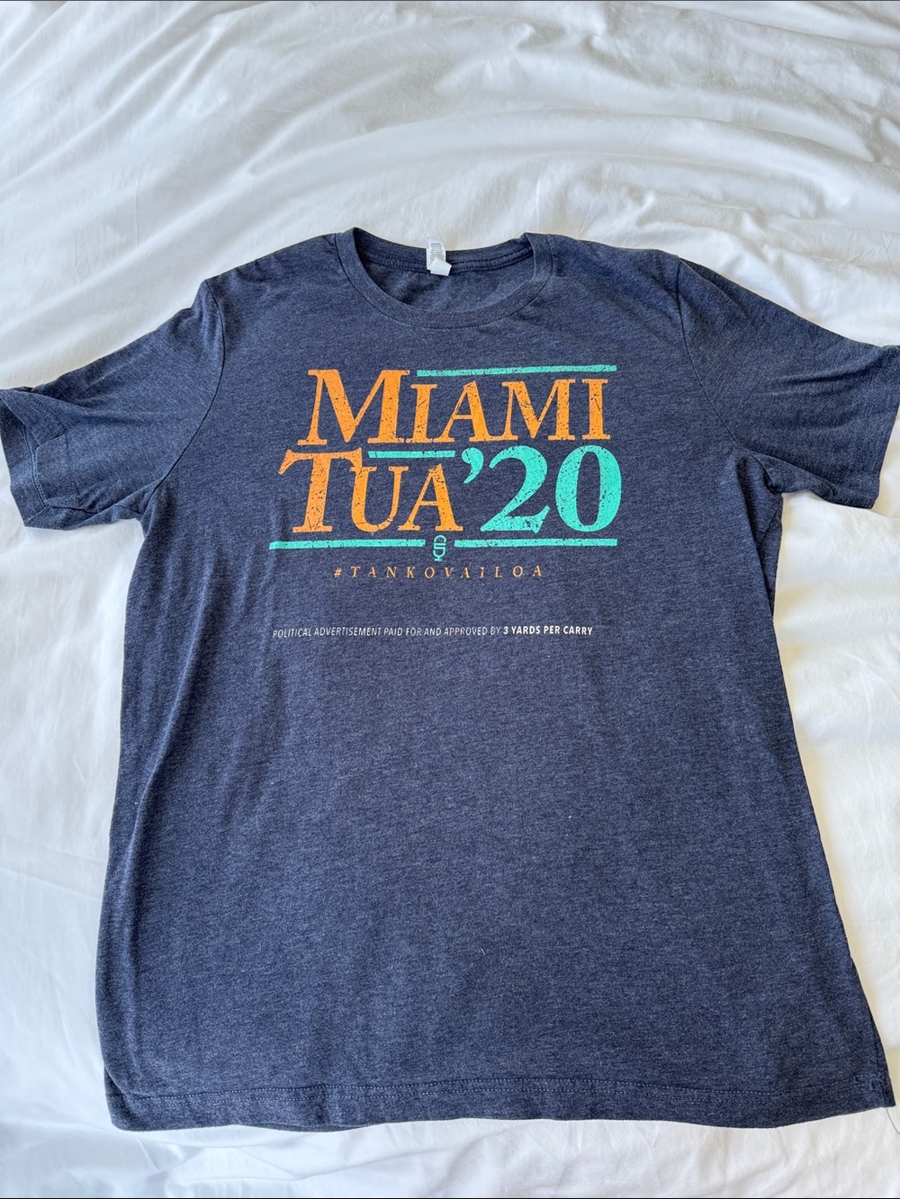 Miami Dolphins NFL Bella Canvas Mens Size Large Navy Tua '20 Graphic Tee